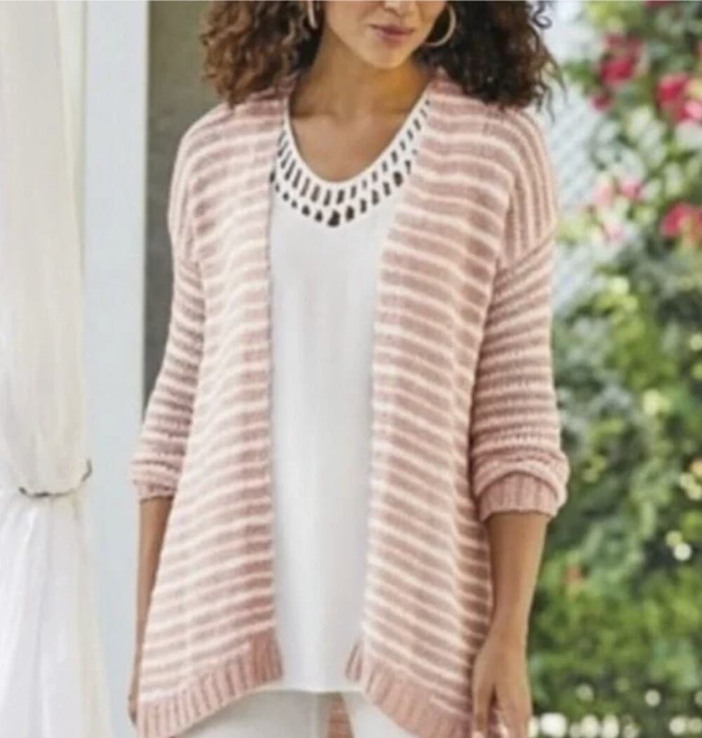 Soft Surroundings Lucie Open Front Knit Cardigan Size Large